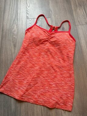 Lucy Activewear Orange Space Dye Camisole Tank Top - Built-in Shelf Bra - Medium